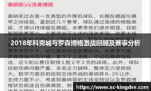 2018年科克城与罗森博格激战回顾及赛事分析